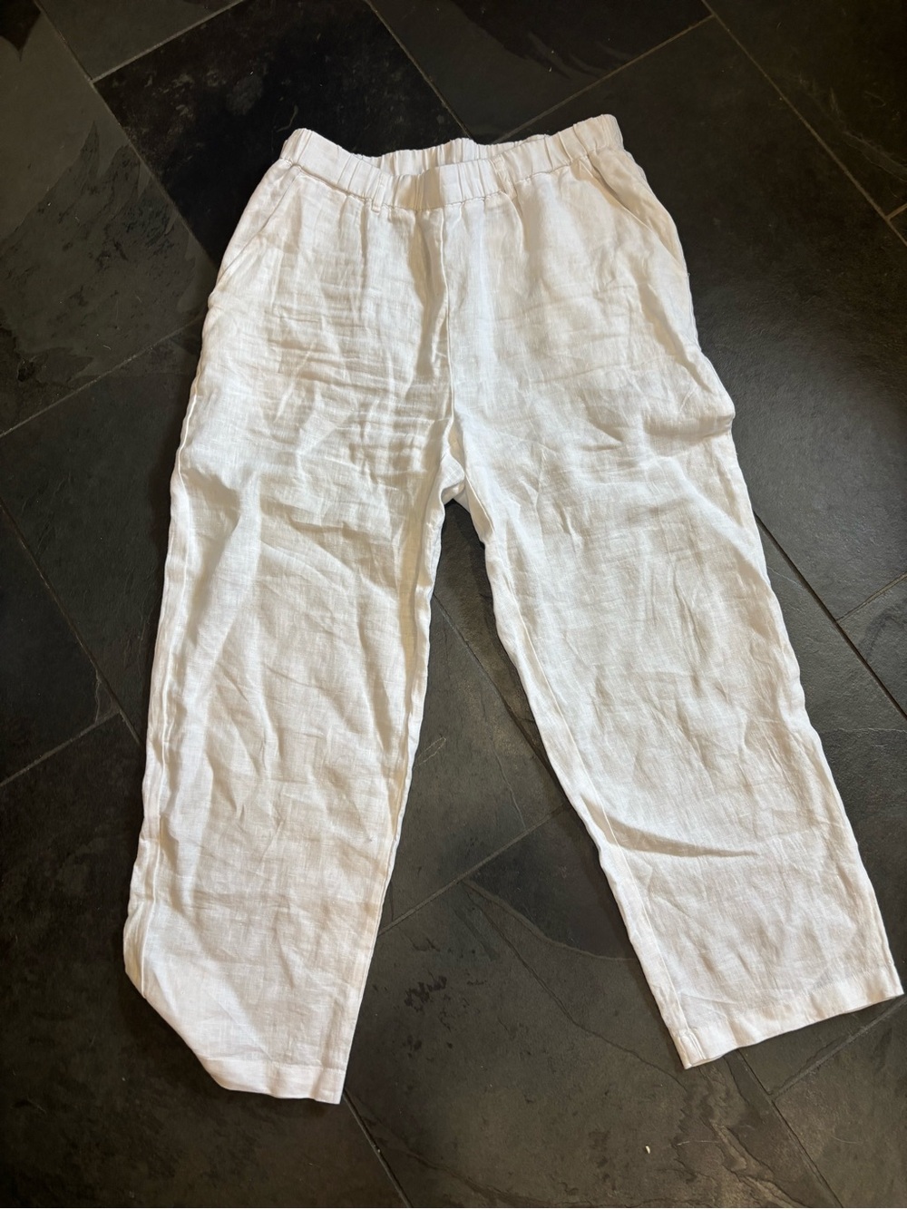 Quince White Cropped Elastic-Waist Pants - Picture 6 of 7